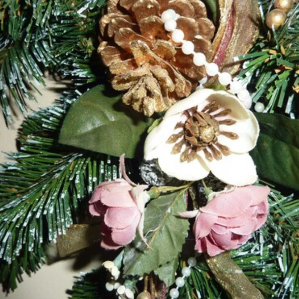 Victorian Floral Pine Swag Wall Decor Cherub Roses Shabby Chic Cottage 22”
